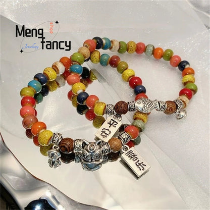 National Style Retro Good Luck Koi Colorful Couple Bracelets Natural Fashion Jewelry Best Selling Popular Holiday Gifts Souvenir Good Vibrations