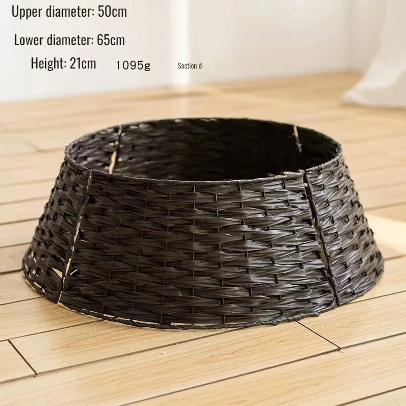 Christmas Tree Skirt Retro Round Basket Xmas Trees Foot Decor Collar for Home Festival Party Background Decoration Gift Good Vibrations