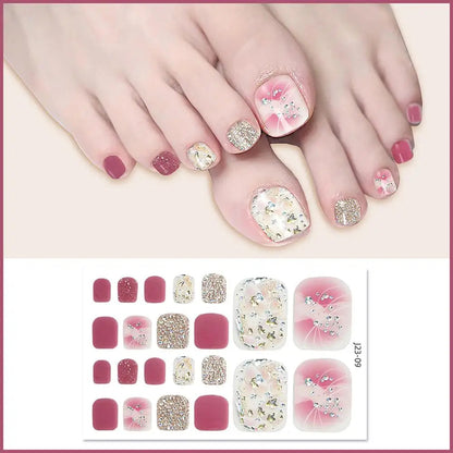 Nail Polish Film Toenail Stickers Solid Color Glitter Toe Nail Art Sticker DIY Waterproof Adhesive Nail Wraps Decals Decors Good Vibrations