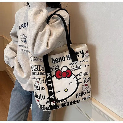 Sanrio Hello Kitty Shoulder Bag Cute Cartoon KT Cat Handbag Girls Backpack Schoolbag Holiday Gifts Good Vibrations