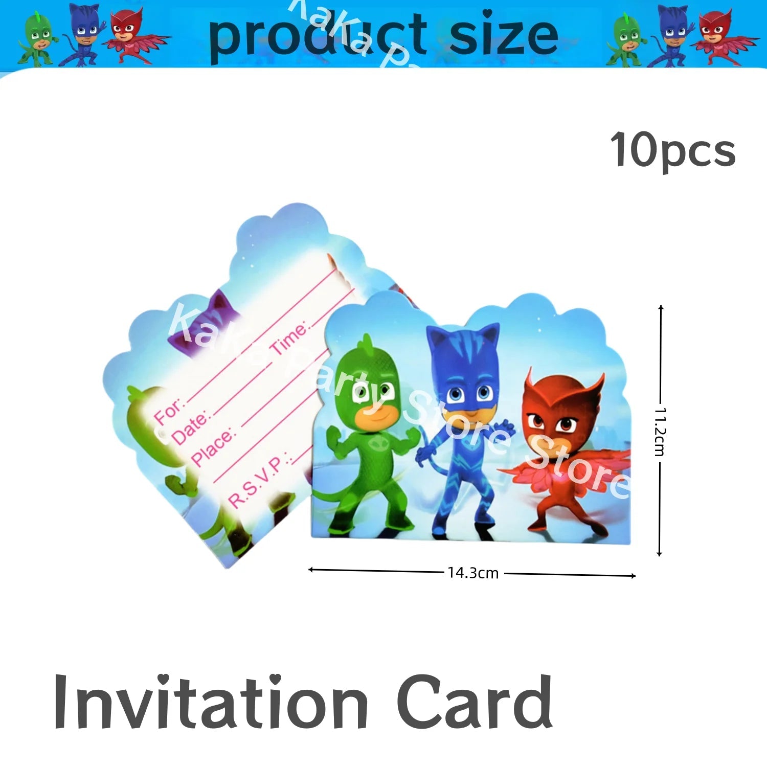 PJ Masks Birthday Invitation Cards party Decor PJ Masks Paper Cards Greetings Card Celebrate Birthday Kids Favors Party Supplies Good Vibrations