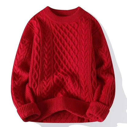 Thickening Winter Men's Round Neck Thickened Sweater Knitted Pullover Solid Color Long Sleeved Casual Daily Warm Coat Good Vibrations