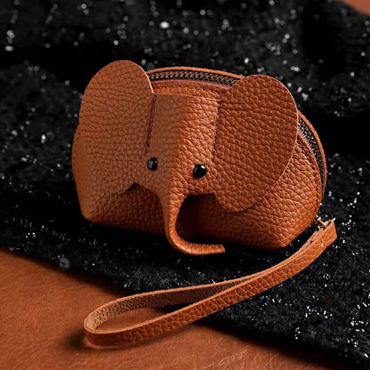 PU Leather Elephant Money Bag Women Coin Purse With Key Ring Multifunctional Zipper Storage Bags Key Case Good Vibrations