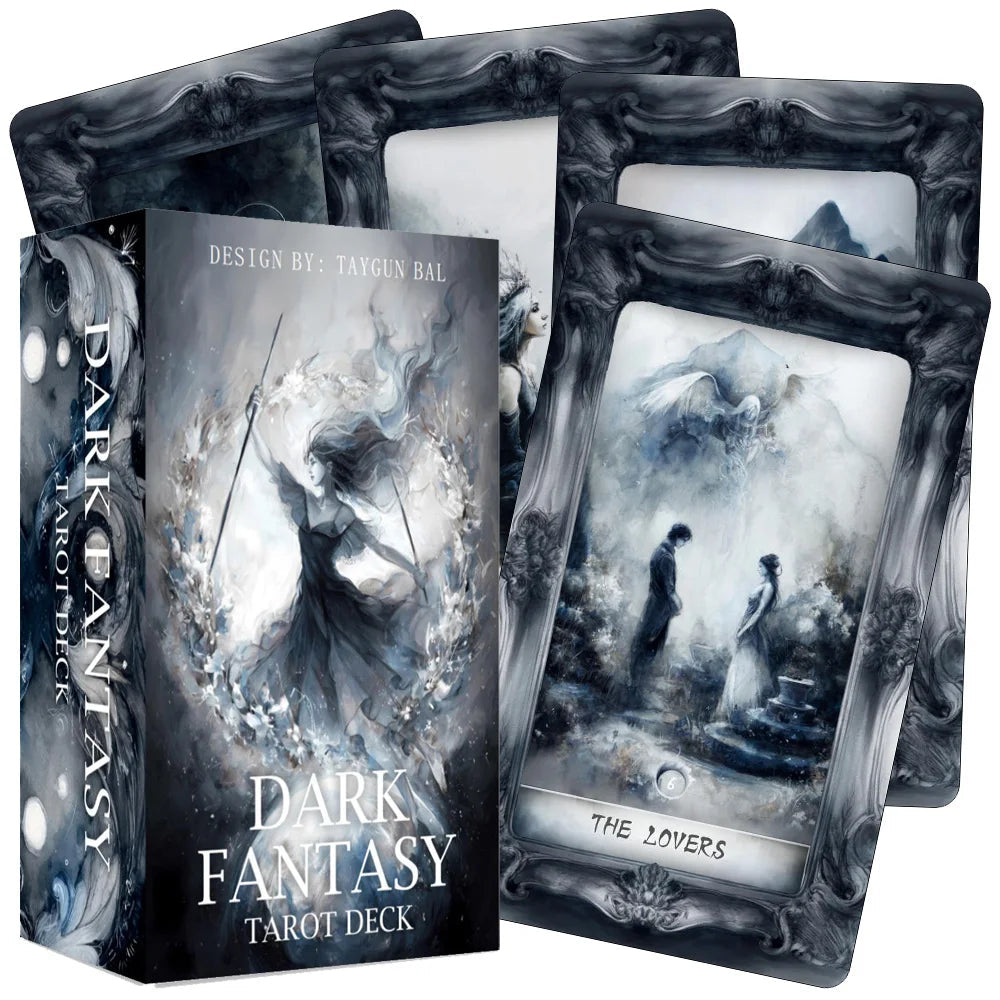 Dark Fantasy Tarot Deck, 78-Cards with Guidebook, Gothic-Style Taro Cards, Uncovering Hidden Truths, Fortune-telling Toy, 12x7cm Good Vibrations