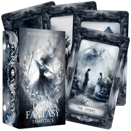 Dark Fantasy Tarot Deck, 78-Cards with Guidebook, Gothic-Style Taro Cards, Uncovering Hidden Truths, Fortune-telling Toy, 12x7cm Good Vibrations