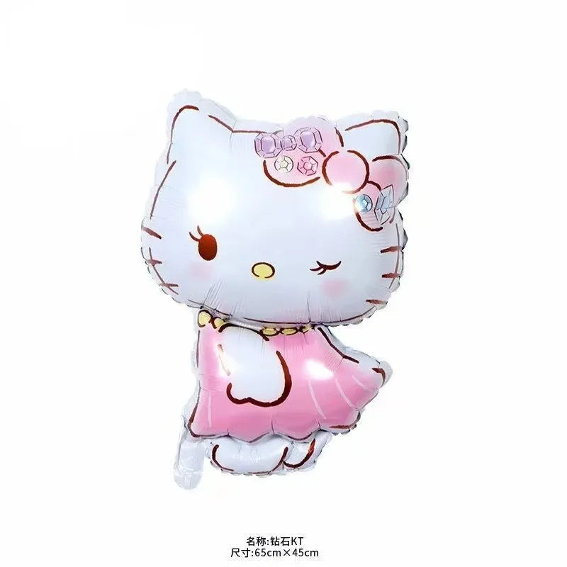 5pcs Hello Kitty Themed Birthday Party Decoration Supplies Kawaii KT Cat 32 Inch Number Foil Balloon Kit Baby Shower Girls Gift Good Vibrations