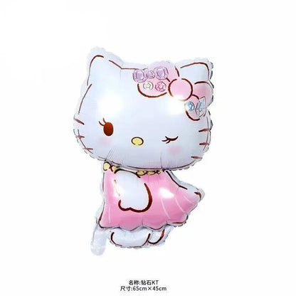 5pcs Hello Kitty Themed Birthday Party Decoration Supplies Kawaii KT Cat 32 Inch Number Foil Balloon Kit Baby Shower Girls Gift Good Vibrations