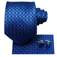 Hi-Tie Navy Blue Solid Paisley Silk Wedding Tie For Men Hanky Cufflink Mens Necktie Set Business Party New Design Dropshipping Good Vibrations