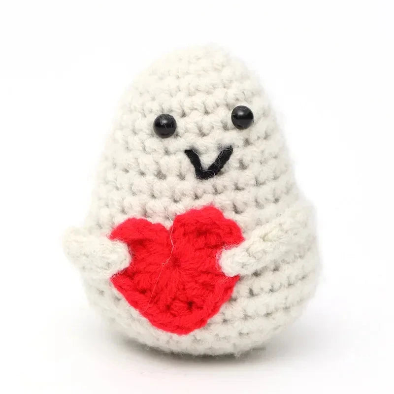 New Positive Energy Hug Pocket Mini Handmade Plush Wool Woven Doll with Card Funny Birthday Holiday Gift Family Room Decoration Good Vibrations