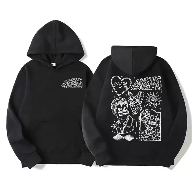 Retro Rock Arctic Monkeys Music Album Graphic Hoodies Men Vintage Oversized Y2k Hip Hop Hoodie Punk Sweatshirt Tour Plus size Good Vibrations