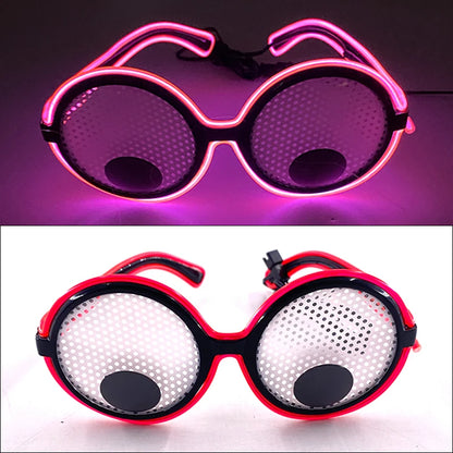 LED Funny Sunglasses Futuristic Soldier Round LED Steampunk Glasses Birthday Halloween Christmas Concert Steampunk Toy Glasses Good Vibrations