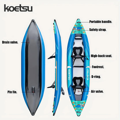 KOETSU P03 brushed inflatable kayak single and double inflatable boat,suitable for water outdoor activities, sports, fishing Good Vibrations