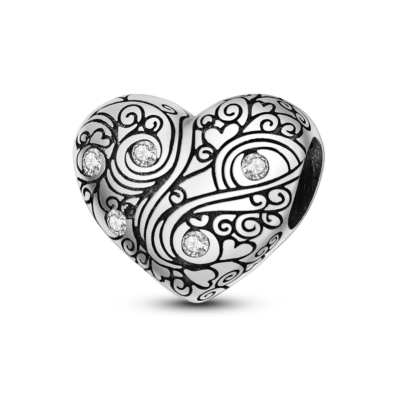 Heart Shape 925 Sterling Silver Family Lover Affection Pendant Charm Beads Fit Original Bangle Bracelet DIY Jewelry For Women Good Vibrations