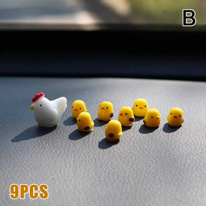 Cute Mini Chickens Car Dashboard Accessories Fun Chicks Car Rearview Mirror Decor Interior Ornaments Fairy Garden Home Car Gifts Good Vibrations