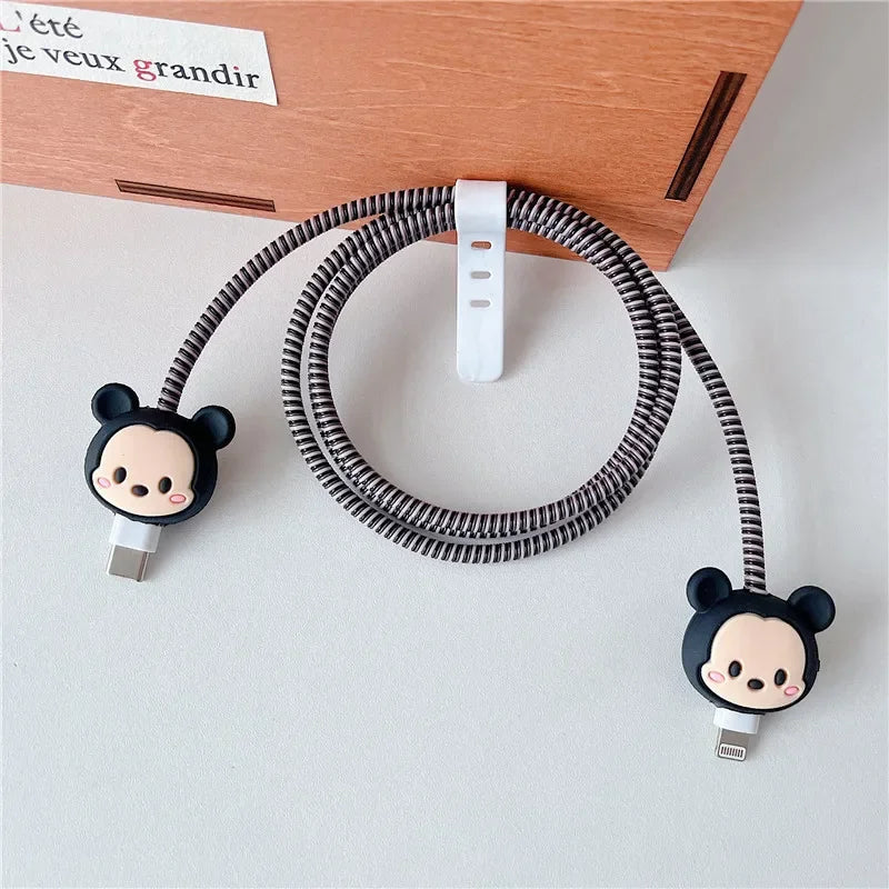 New Cartoon Charger Cable Protector for IPhone 15 14 13 12 18W 20W Charger Protection Cover Stitch Data Line Winder Protective Good Vibrations