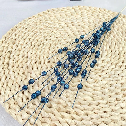 Christmas Tree Decoration, Fake Glitter Berry Leave, Dried Branch, Golden Powder, Flower Material, New Year Party, 1Pc, 12 Forks Good Vibrations