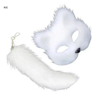 Faux Furs Foxes Tail Cats Mask Therian Mask and Tail Halloween Cosplays Party GOOD Vibrations