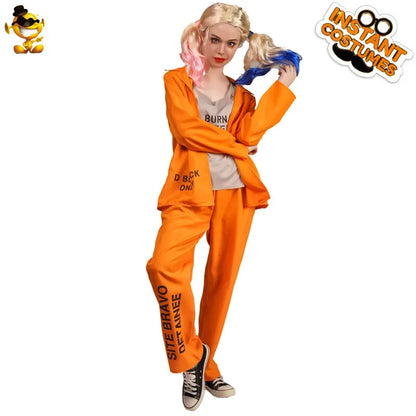 Halloween Couple Style Orange Prisoner Cosplay Party Costume Jumpsuit Uniform Set Cosplay Clothes Halloween Costumes for Women Good Vibrations