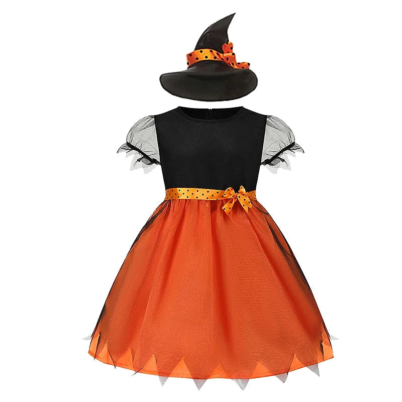 Halloween Costume for Girls Witch Vampire Carnival Party Dress Up Trappings Kids Cosplay Clothes Purple Bat Suit Holiday Gifts Good Vibrations