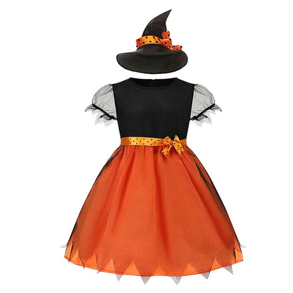 Halloween Costume for Girls Witch Vampire Carnival Party Dress Up Trappings Kids Cosplay Clothes Purple Bat Suit Holiday Gifts Good Vibrations