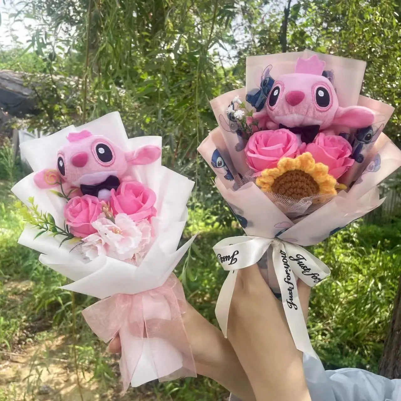 Cartoon Anime Stitch Plush Bouquet Doll Toys Stuffed Animals Creative Handmade Bouquets Birthday Christmas Valentine Gifts Good Vibrations