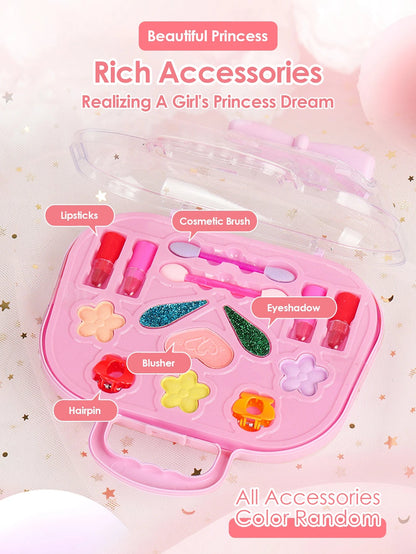 Children's Beauty Small Handbag Toy Girl Makeup Bag, Makeup Toy Princess Washable Pretend Play Makeup Set Toy Good Vibrations
