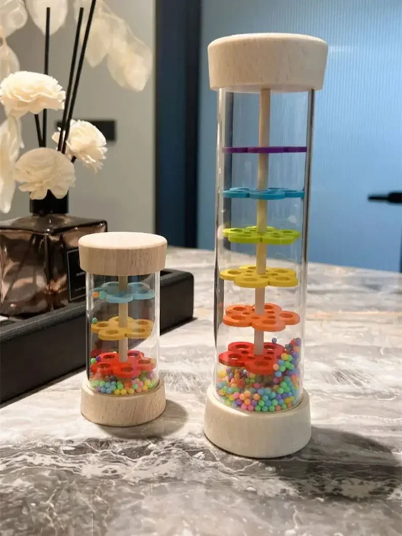 Baby Wooden Rain Sound Pipe Simulation Rain Sound Wooden Toy Gift Hourglass Fun Music Shaker Early Education Enlightenment Toy Good Vibrations