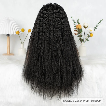 Knotless Braided Wigs With Curly Hair 13x6 Synthetic Braided Wigs Cornrows Wigs Afro Kinky Curly  Braided Wigs For Black Women Good Vibrations