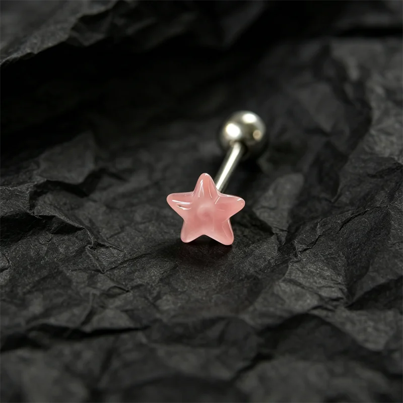 Titanium Steel Tongue Ring Punk Glowing In Dark Five-pointed Star Tongue Stud Fashion Body Piercing Jewelry Good Vibrations