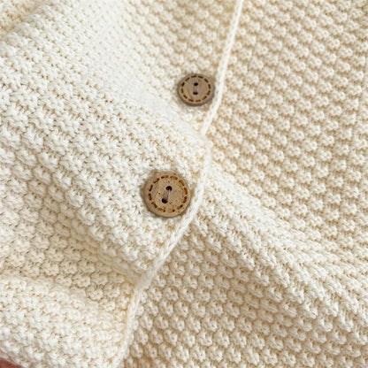 Toddler Baby Girls Knitted Cardigan Clothes for Spring Autumn Solid O-Neck Kids Knitwear Sweater Coat Good Vibrations