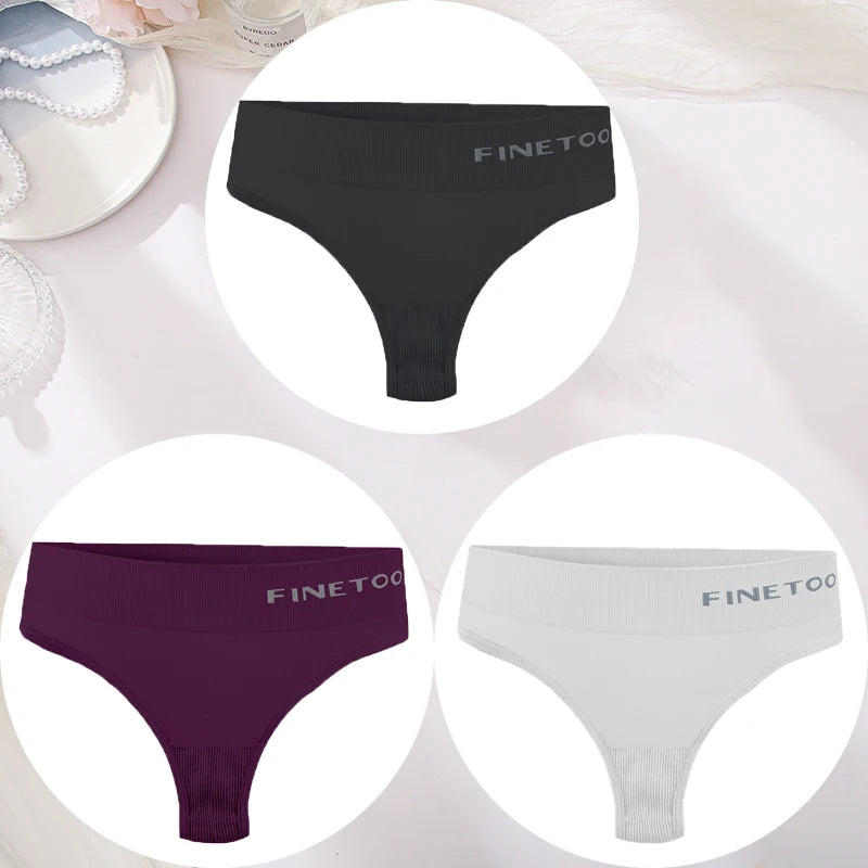 3PCS/Set Women's Panties Sexy Underwear FINETOO Large Size Thong Women Seamless Panties High Waist Girls Thongs M-2XL Good Vibrations