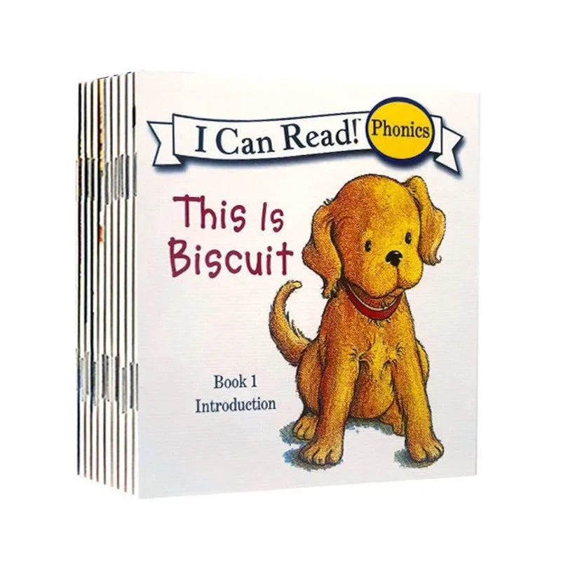 12 Books/set Biscuit Dog Series Picture Book Baby Kids English Cartoon Books Children Learn Words Educational Reading Book Good Vibrations