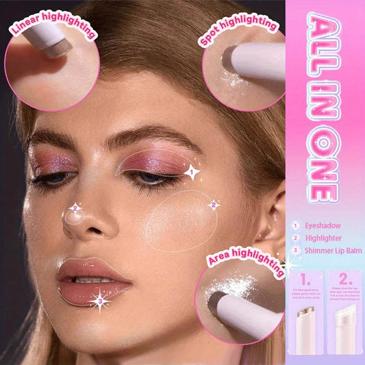 Jelly Eyeshadow Highlight Stick, Glitter Shimmer Long-Lasting High Pigment, Valentine's Day Party Beach Travel Holiday Good Vibrations