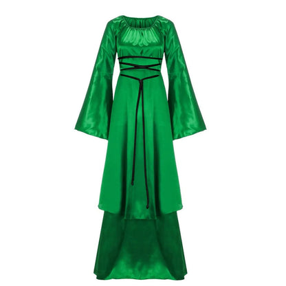 Halloween Cosplay Party Comfortable Dress Elegant Dress Long-Sleeved Round-Neck Belted Irregular Dress Retro Design Clothing Good Vibrations