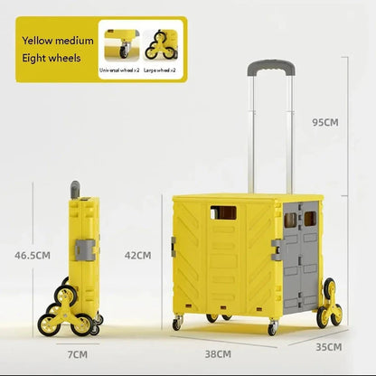 Home Supplies Trolley Shopping Storage Containers Folding Cart Plastic Shopping Cart Vehicle Mounted Storage Box Bag On Wheels Good Vibrations