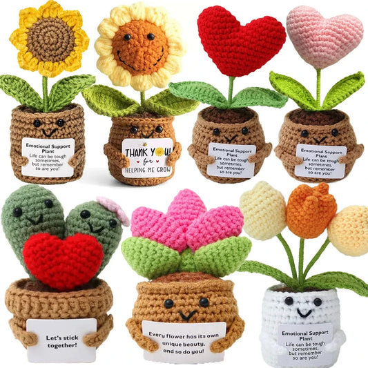 Positive Energy Duck Doll Hug Pocket Mini Handmade Plush Wool Knitting Dolls Funny Emotional Support Crochet Gift for Birthday Good Vibrations