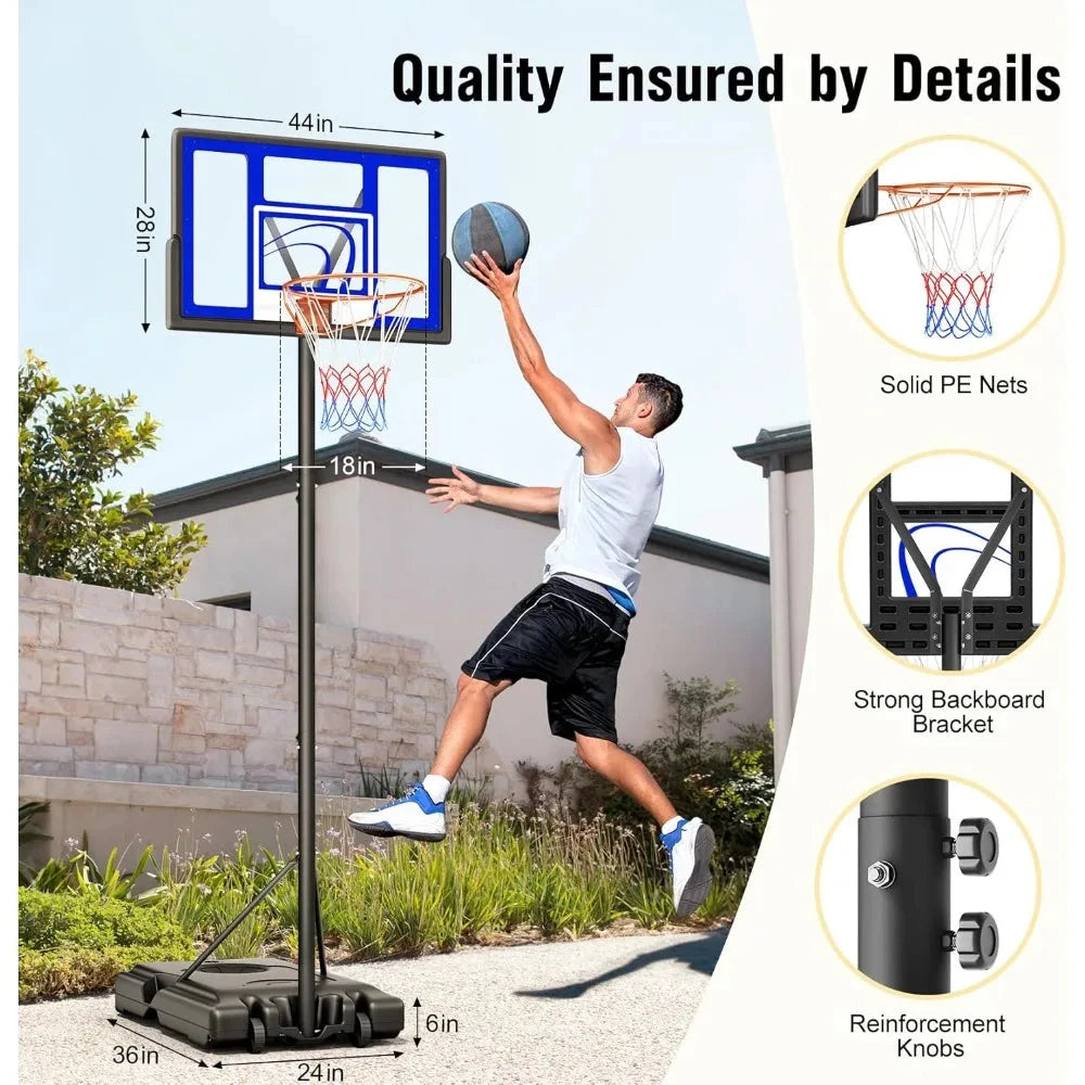 Adjustable Basketball Hoop Outdoor 10FT, Basketball Portable Hoops & Goals, 44 Inch Backboard, for Kids, Youth Good Vibrations
