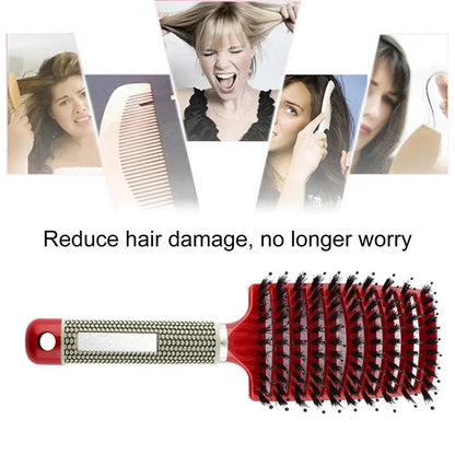 Hair Brush Scalp Massage Comb Hairbrush Boar Bristle Nylon Women Wet Curly Detangle Hair Brush Salon Hairdressing Styling Tool Good Vibrations