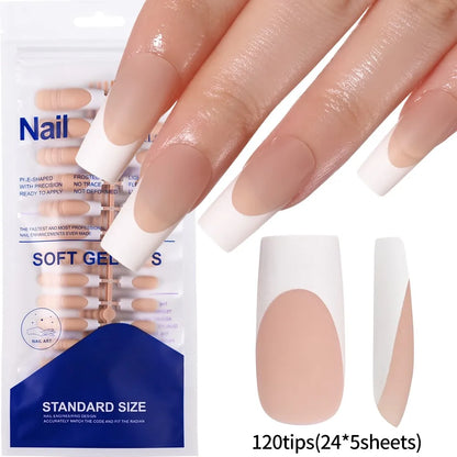 100pcs White Medium Square False Nails Full Cover Acrylic Artifical Fake Nail Tips Women Nail Decoration 10 Sizes Press On Nails Good Vibrations