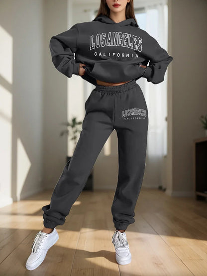Women's Hoodies Two Pieces Sets Fashion Letter Print Pullover Sweatpants 2Pieces Set Sweatshirts Trousers Suit For Women Hooded Good Vibrations