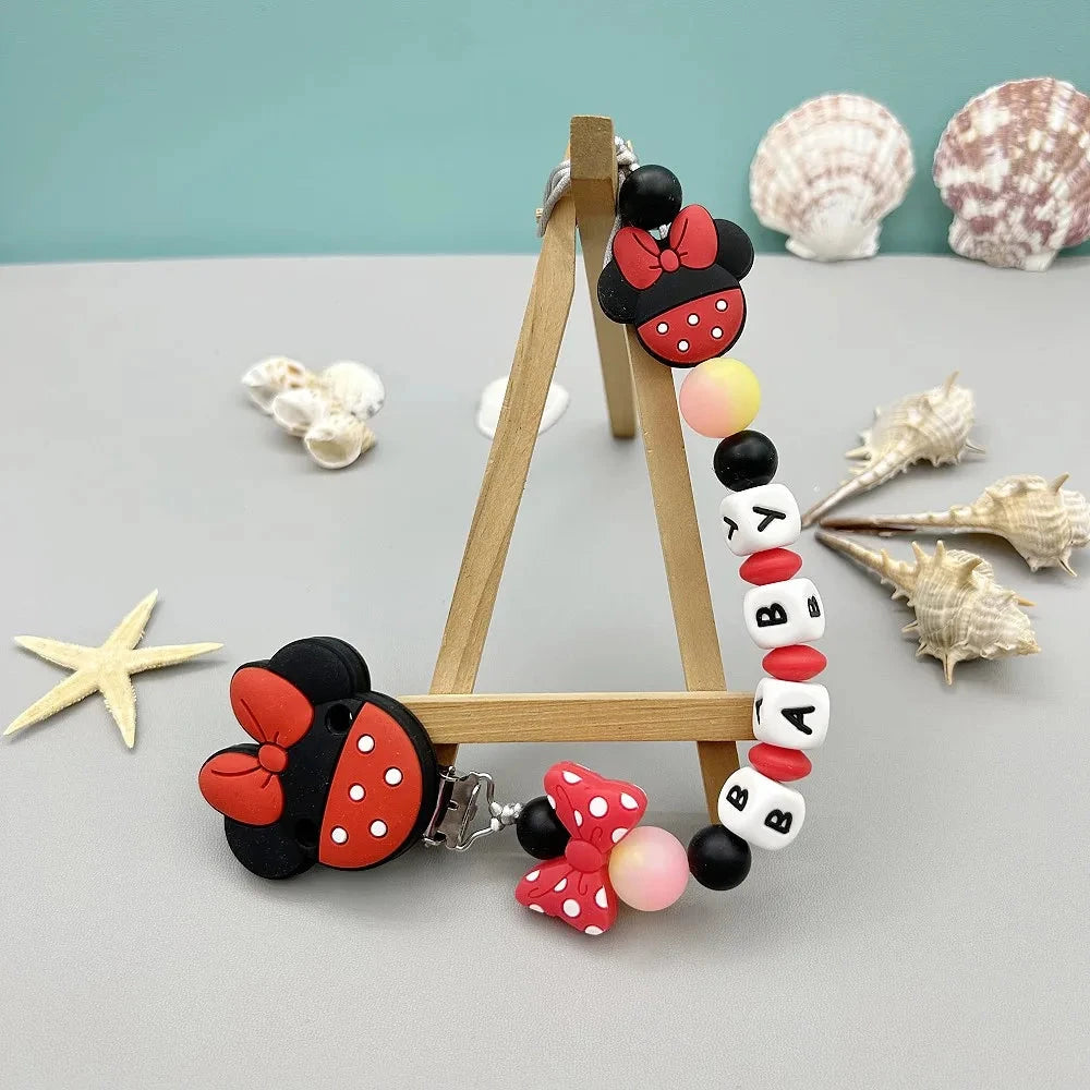 Customized Letters Name Baby Cartoon Silicone Luminous Beads Pendant Pacifier Clips Chains Holder Teether Baby Kawaii Toy Gifts Good Vibrations