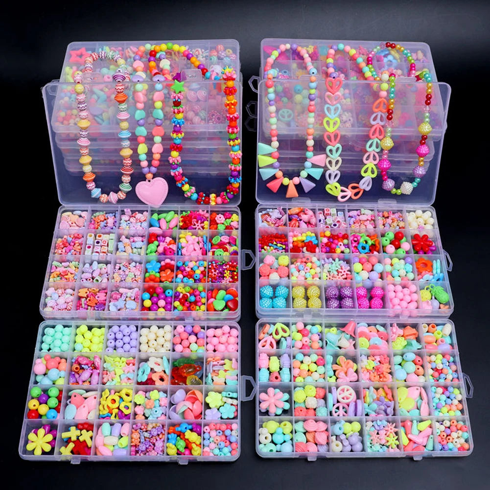 500pcs DIY Handmade Beaded Children's Toy Creative Loose Spacer Beads Crafts Making Bracelet Necklace Jewelry Kit Girl Toy Gift Good Vibrations