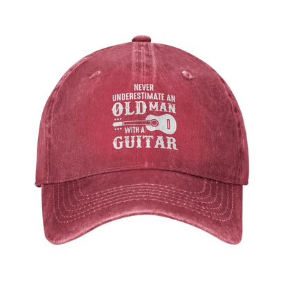 Funny Hat Never Underestimate an Old Man with A Guitar Hats Men Baseball Cap Cute Caps Good Vibrations