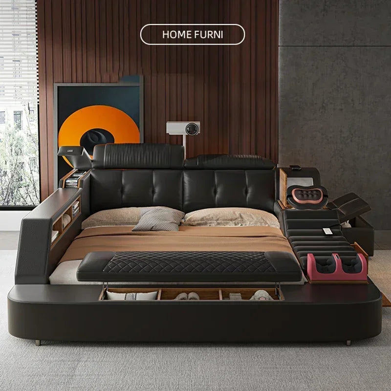 Modern Double Bed Girls Design Smart Bedroom Queen King Size Bed Beauty Sleeping Princess Leather Cama Lounge Suite Furniture Good Vibrations
