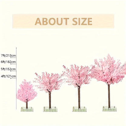 Artificial Cherry Trees Indoor Decor: Handmade Natural Fake Cherry Blossom Pink Tree Outdoor For Party Wedding Christmas Good Vibrations