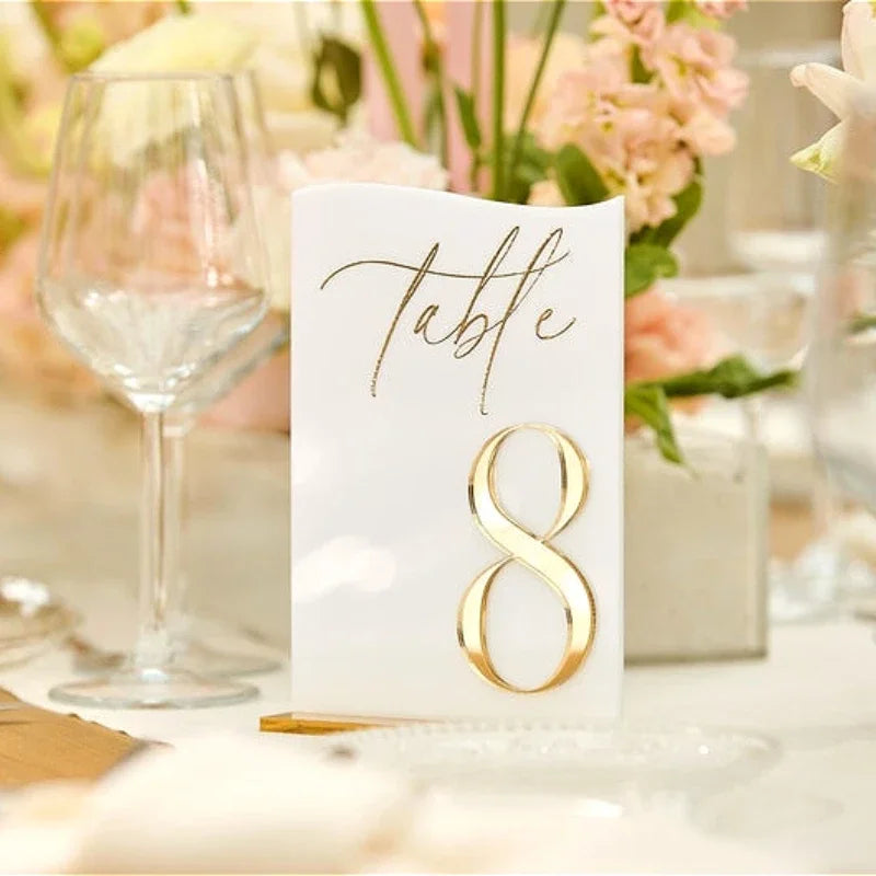 Wedding Table Numbers White Acrylic 3D Gold Mirror Table Numbers with Stands Wedding Table Decor Wedding Reception Good Vibrations