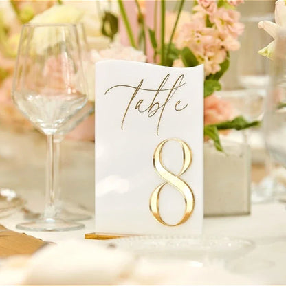 Wedding Table Numbers White Acrylic 3D Gold Mirror Table Numbers with Stands Wedding Table Decor Wedding Reception Good Vibrations