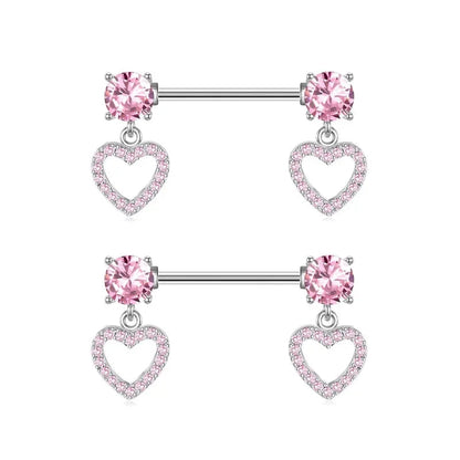 Pink Heart Nipple Piercing Barbell Set Shiny Crystal Nipple Rings Bulk For Women Flower Nippel Jewelry Pack Piercing Teton Lots Good Vibrations Adult Super Store