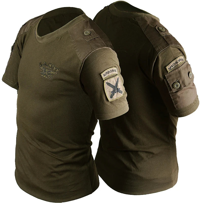 Army Tactical T-shirt Men's Spring Autumn Long Sleeve Military T Shirt Combat Clothes Uniform Tops Round Neck Cotton Tee 4XL Good Vibrations