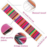 Mexican Pinata Party Serape Colorful Striped Fringe Cotton Table Runner Decorations Hand Woven Blanket Home Wedding Table Cover Good Vibrations